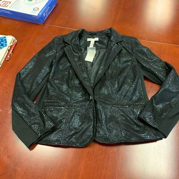 Chico's Jackets & Blazers - Chico’s Reptile Black Jacket sz 1 or M/8 NWT